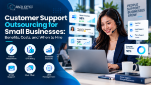 Customer support outsourcing for small businesses featuring a professional remote support agent