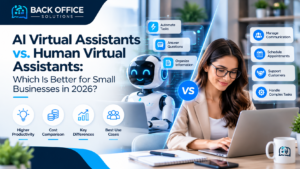 AI virtual assistant vs human virtual assistant comparison for small businesses by Back Office Solutions