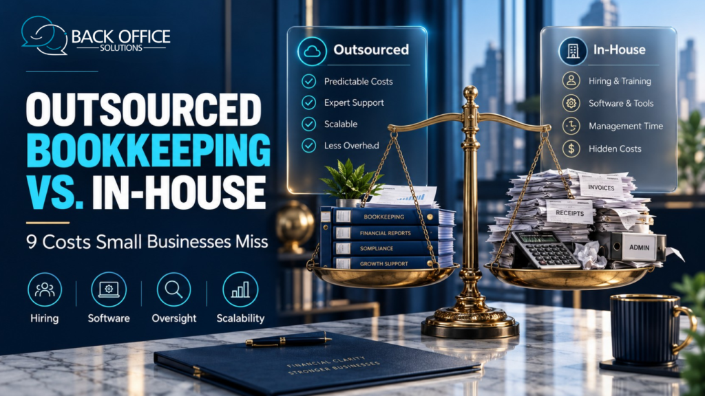 Comparison of outsourced and in-house bookkeeping costs for small businesses.