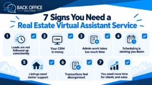 real estate virtual assistant service supporting CRM, leads, scheduling, transactions and admin work